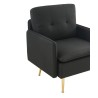 Fauteuil ADAM en tissu noir avec pieds en métal doré