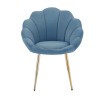 Fauteuil CORAIL velours bleu avec piétement doré