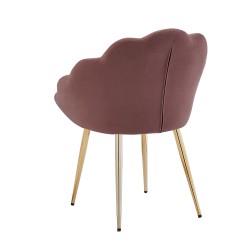 Fauteuil CORAIL velours rose avec piétement doré