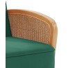 Fauteuil LEA cannage et velours vert avec piètement bois