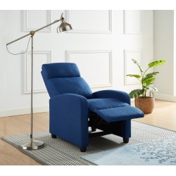 Fauteuil inclinable ALVA en tissu bleu jean fonction push back