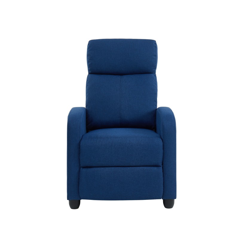 Fauteuil inclinable ALVA en tissu bleu jean fonction push back