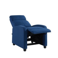 Fauteuil inclinable ALVA en tissu bleu jean fonction push back