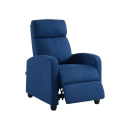 Fauteuil inclinable ALVA en tissu bleu jean fonction push back