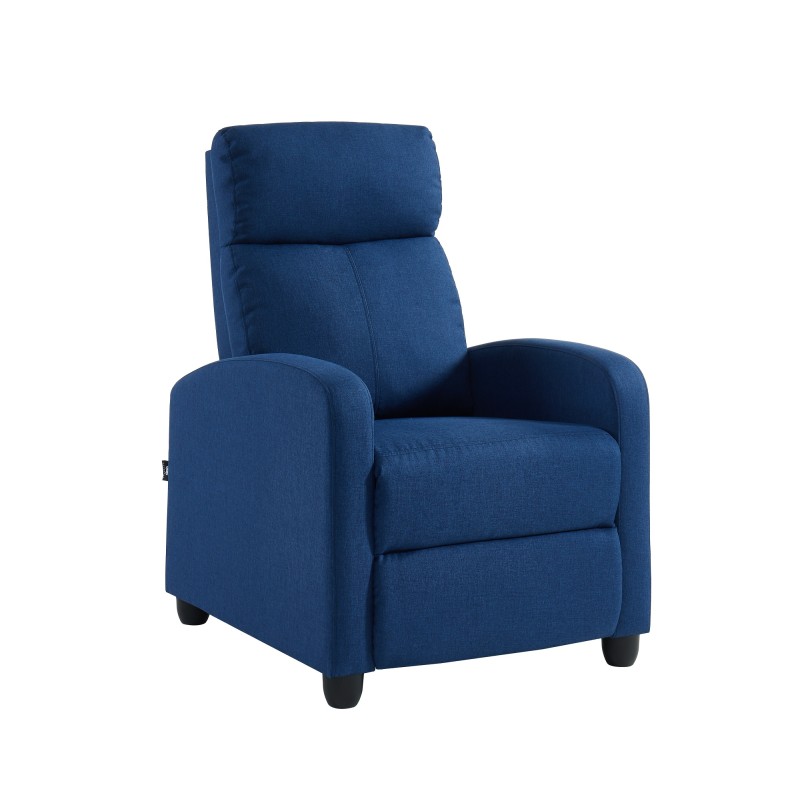 Fauteuil inclinable ALVA en tissu bleu jean fonction push back