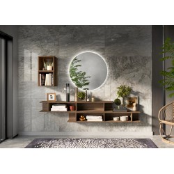 Lot 2 étagères murales MARINA effet bois foncé 28cm