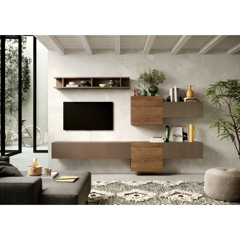 Rangement mural MARINA effet bois foncé L55 x P30 x H50