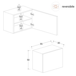 Rangement mural MARINA effet bois foncé L55 x P30 x H50