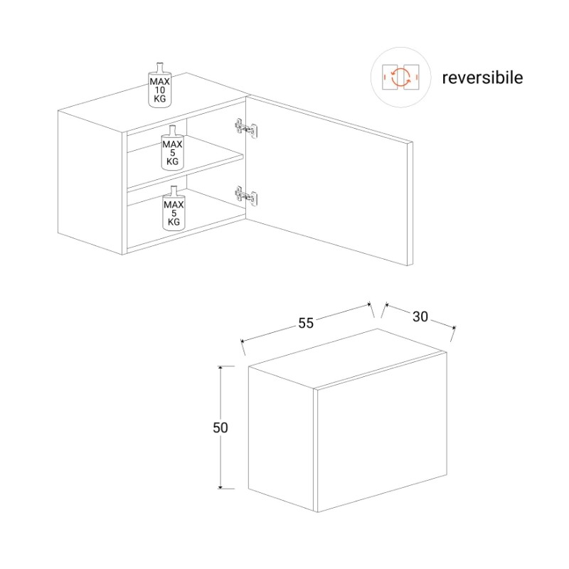 Rangement mural MARINA effet argile L55 x P30 x H50