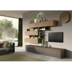 Rangement mural MARINA effet bois foncé  L69 x P30 x H29