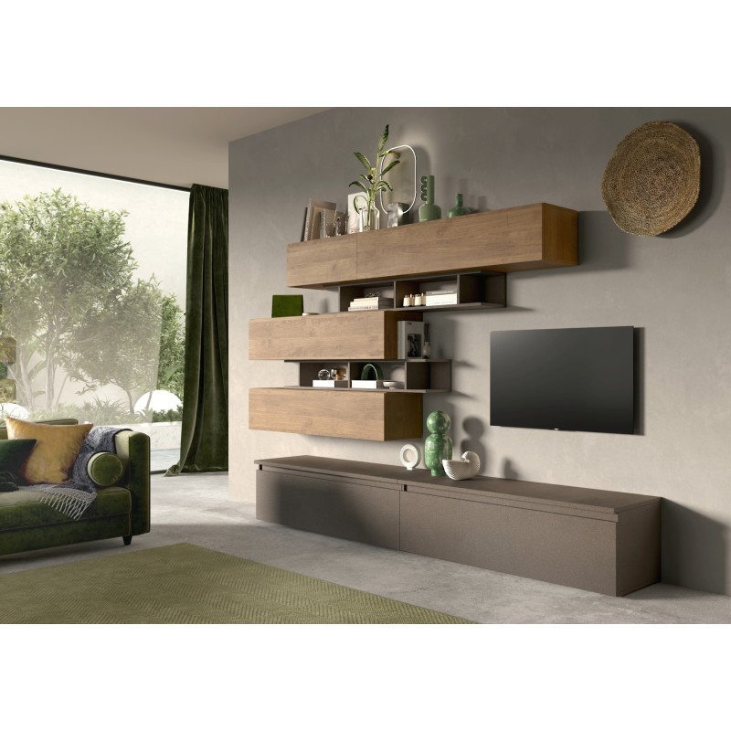 Rangement mural MARINA effet bois foncé  L69 x P30 x H29