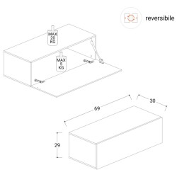 Rangement mural MARINA effet argile L69 x P30 x H29