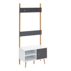 Vestiaire d'entrée ADELE gris anthracite et blanc 75cm