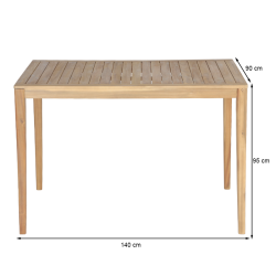 Table semi-haute KUTA  en bois d'acacia blanchi 100% FSC - 140x90x95 cm