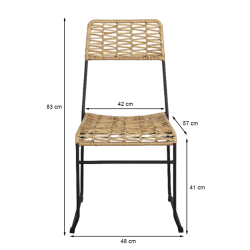 Lot de 2 chaises de jardin MASSA en résine tressée coloris naturel