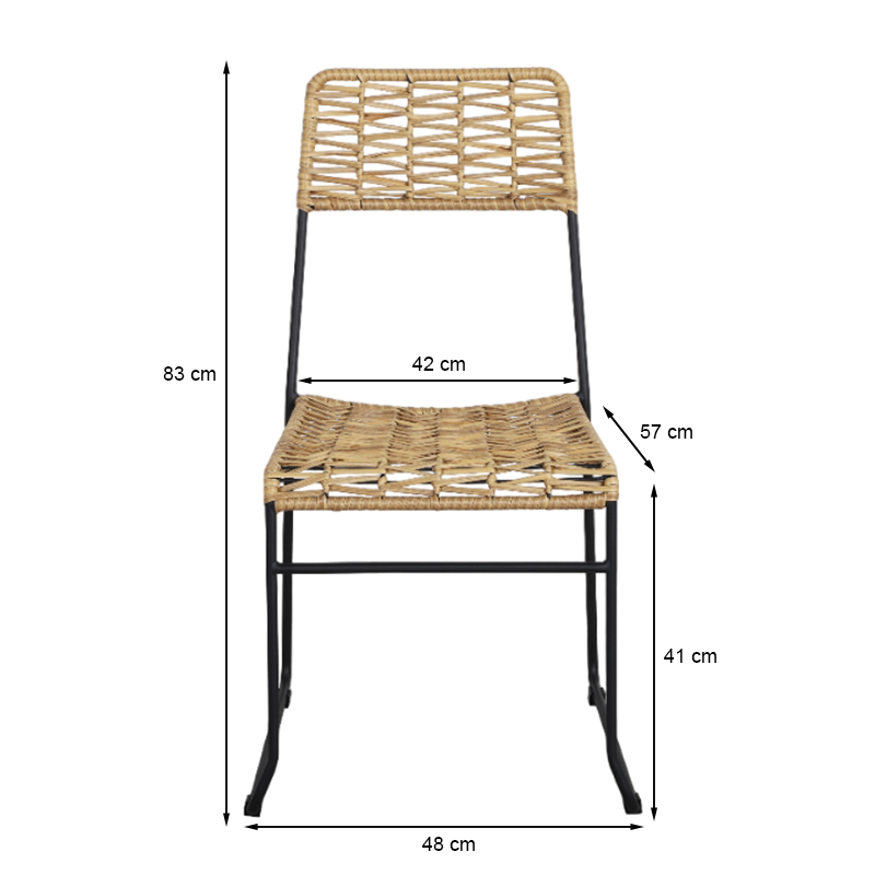 Lot de 2 chaises de jardin MASSA en résine tressée coloris naturel