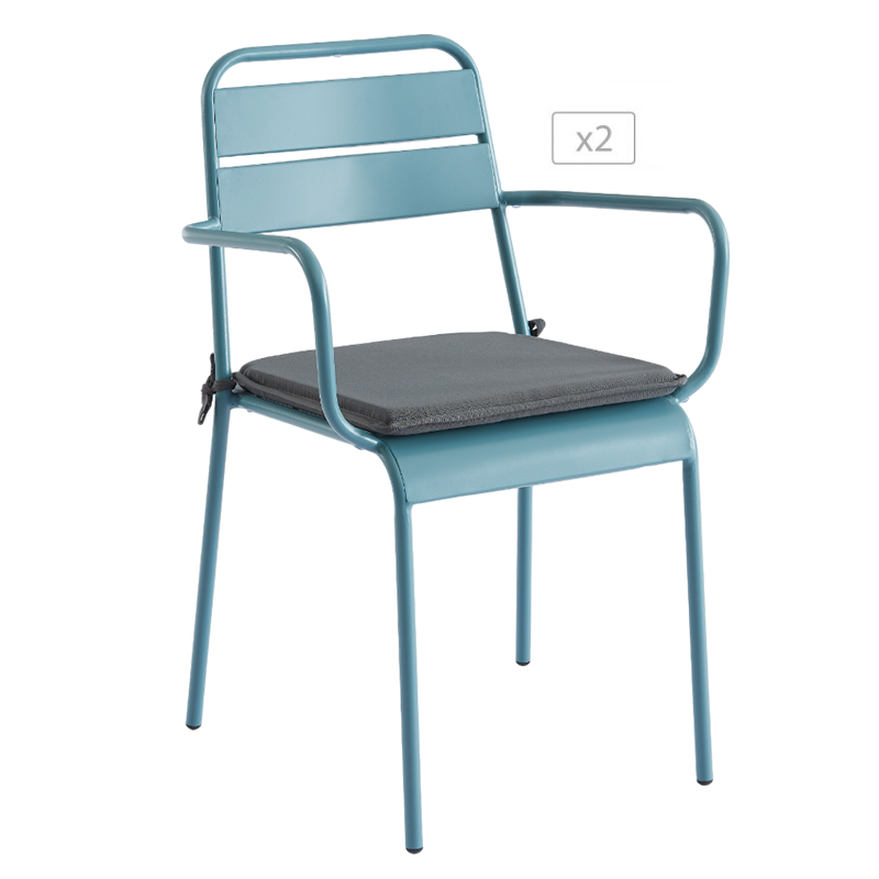 Lot de 2 chaises PANTONE en acier bleu givré