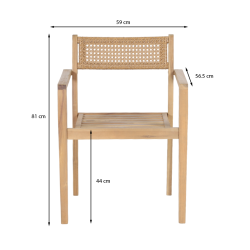 Lot de 2 fauteuils de jardin NORA en bois d'acacia FSC blanchi et résine tressée