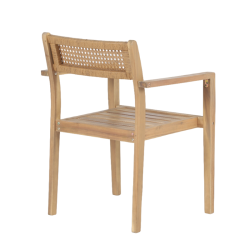 Lot de 2 fauteuils de jardin NORA en bois d'acacia FSC blanchi et résine tressée