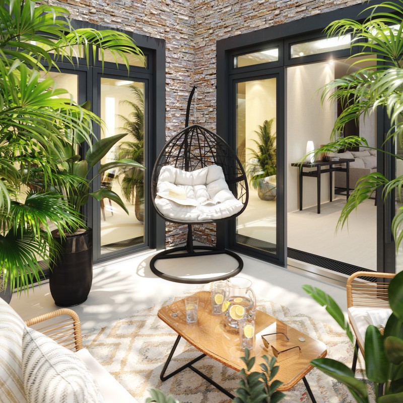 NOE Fauteuil suspend résine coloirs noir