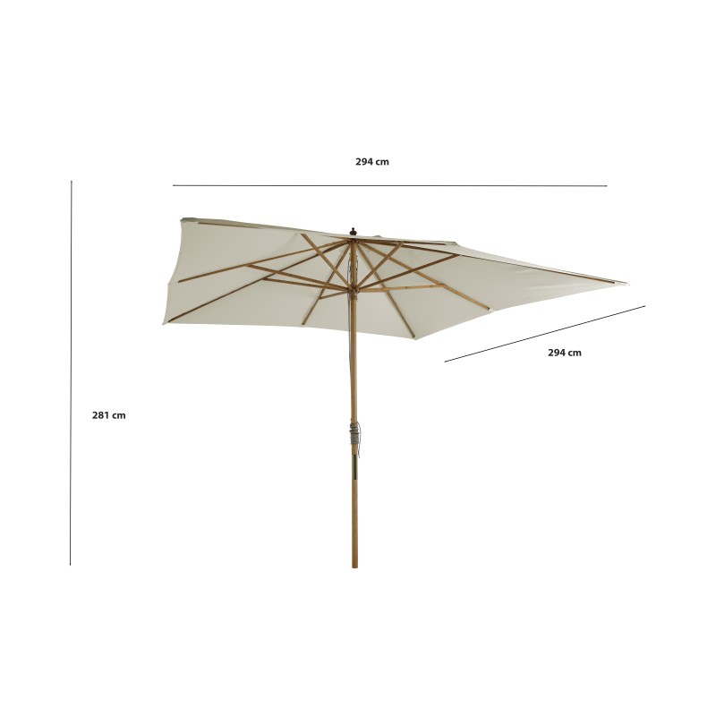 Parasol droit MOANA carré 3x3m - toile beige clair
