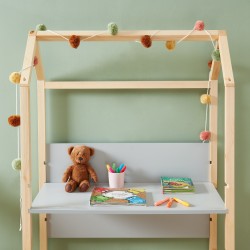 Bureau enfant cabane TINY gris et pin massif évolutif