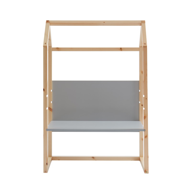 Bureau enfant cabane TINY gris et pin massif évolutif