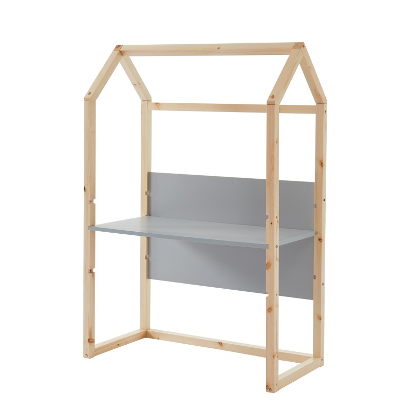 Bureau enfant cabane TINY gris et pin massif évolutif