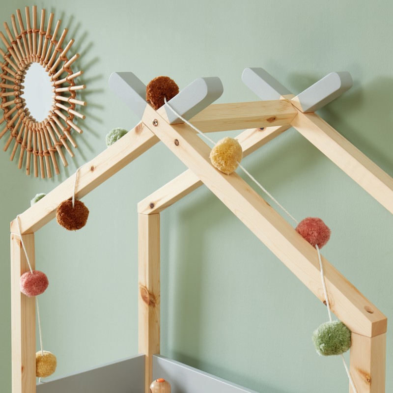 Bureau enfant tipi TINY gris et pin massif évolutif