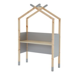 Bureau enfant tipi TINY gris et pin massif évolutif
