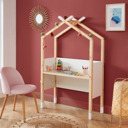 Bureau enfant tipi TINY blanc et pin massif évolutif