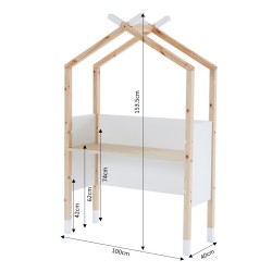 Bureau enfant tipi TINY blanc et pin massif évolutif