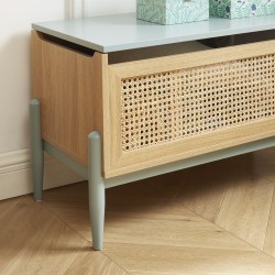 Coffre à jouet PABLO bleu et cannage rotin