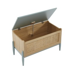 Coffre à jouet PABLO bleu et cannage rotin