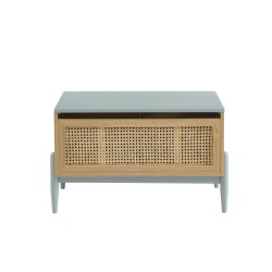 Coffre à jouet PABLO bleu et cannage rotin