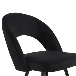 Lot de 2 tabourets BASILE en velours noir avec pieds noir et doré