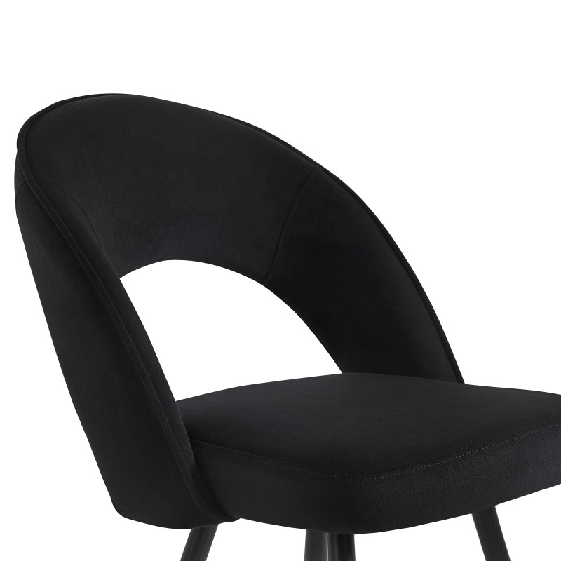Lot de 2 tabourets BASILE en velours noir avec pieds noir et doré