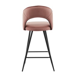 Lot de 2 tabourets BASILE en velours vieux rose avec pieds noir