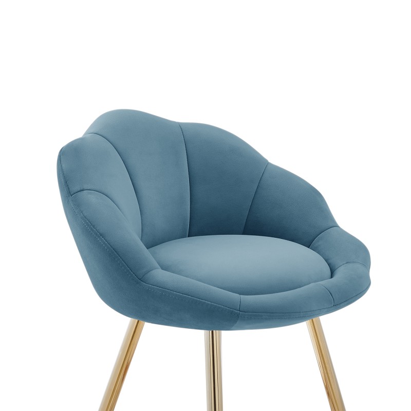 Lot de 2 tabourets CORAIL en velours bleu avec pieds dorés