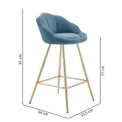 Lot de 2 tabourets CORAIL en velours bleu avec pieds dorés