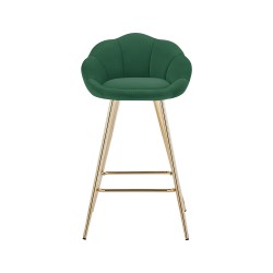 Lot de 2 tabourets CORAIL en velours vert sapin avec pieds dorés