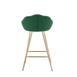 Lot de 2 tabourets CORAIL en velours vert sapin avec pieds dorés