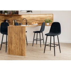 Lot de 2 tabourets LENA en velours noir avec pieds noirs