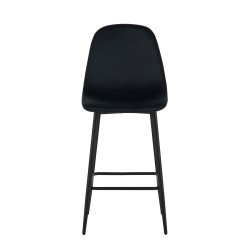 Lot de 2 tabourets LENA en velours noir avec pieds noirs