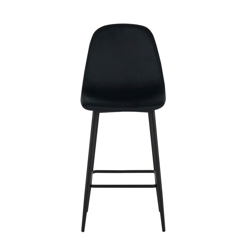 Lot de 2 tabourets LENA en velours noir avec pieds noirs