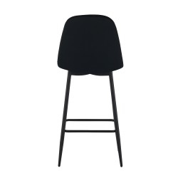 Lot de 2 tabourets LENA en velours noir avec pieds noirs