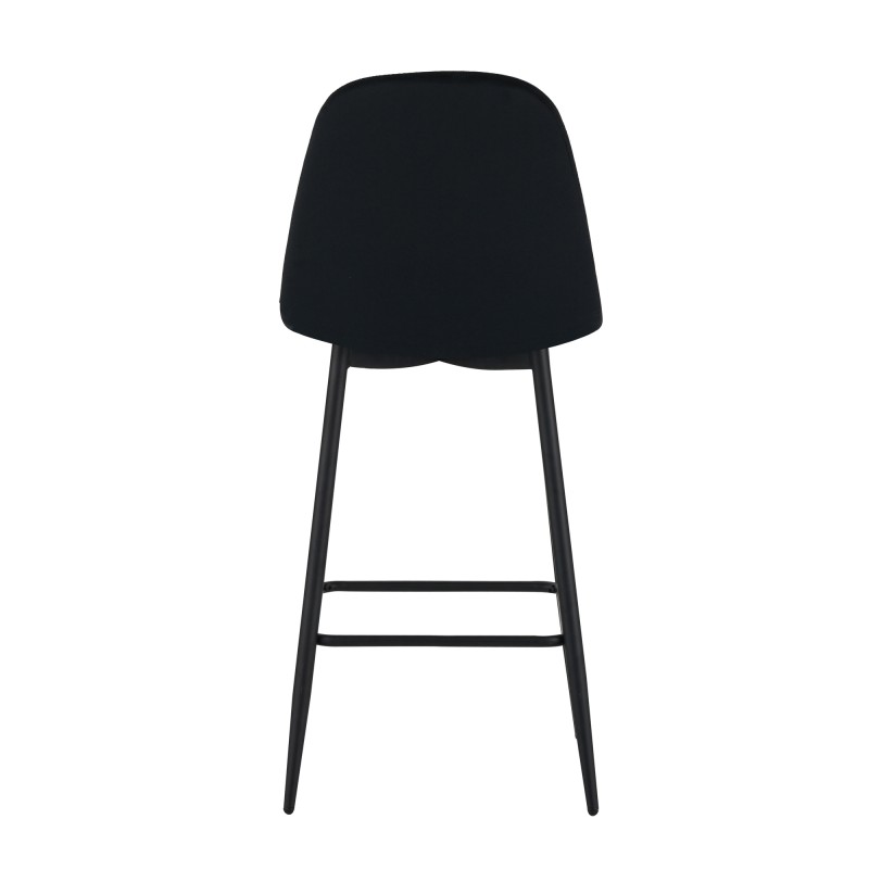 Lot de 2 tabourets LENA en velours noir avec pieds noirs