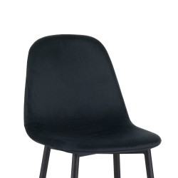 Lot de 2 tabourets LENA en velours noir avec pieds noirs