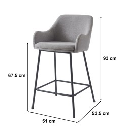 Lot de 2 tabourets de bar NILS tissu gris