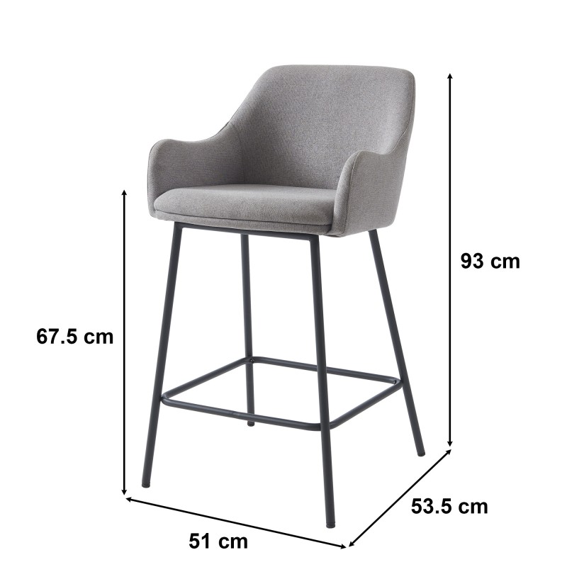 Lot de 2 tabourets de bar NILS tissu gris